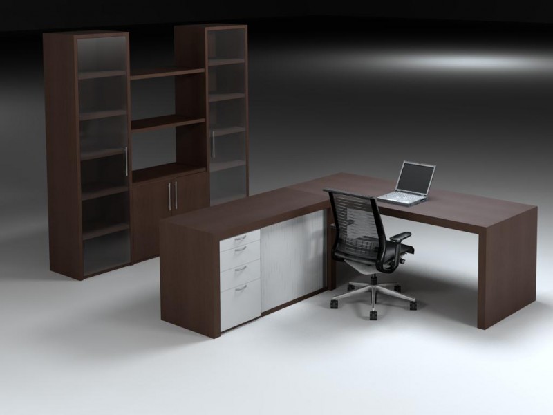Executive desk with wall-unit